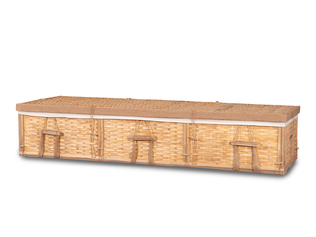 4-Point Bamboo Casket Assembled / Add Viewing Lid