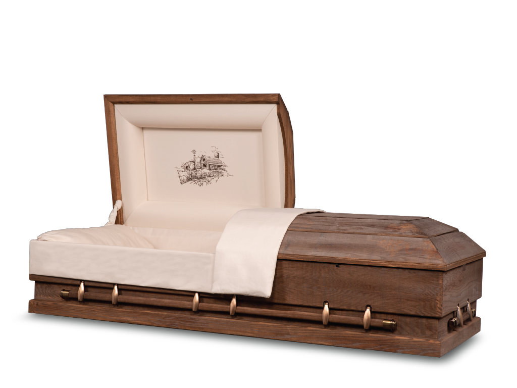 Barnwood Oversize Hardwood Burial Casket Open