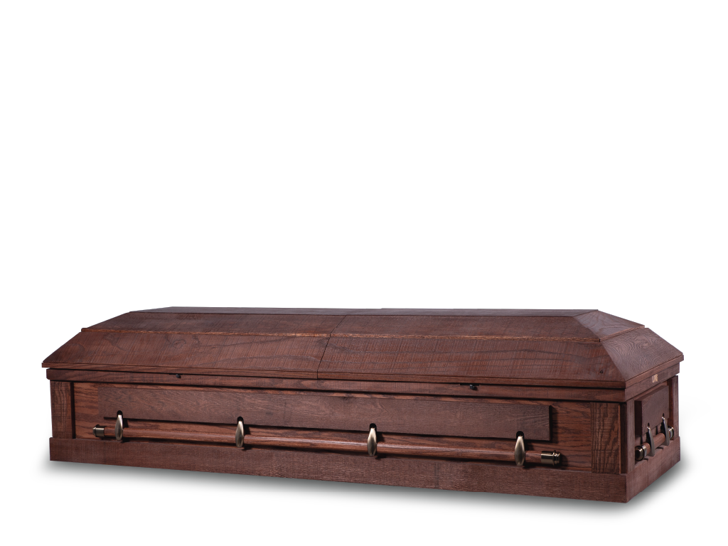 Barnwood Timber Hardwood Burial Casket with Head End Open