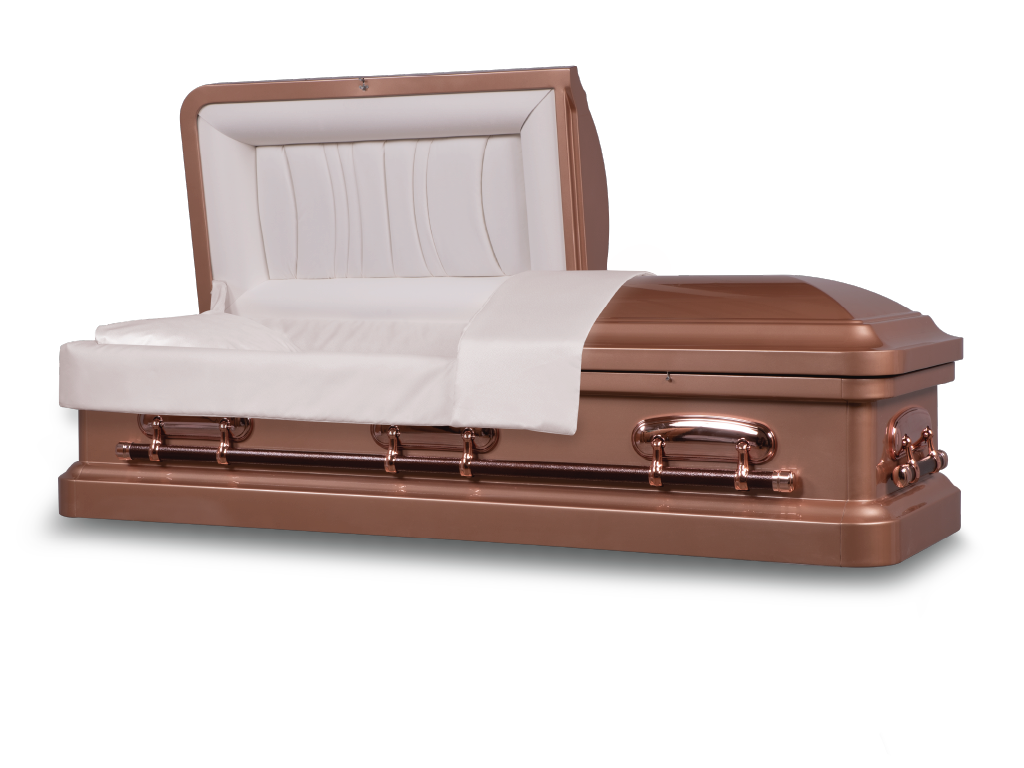 Coppertone - Cadence™ Round End Metal Rental Casket Head End Open