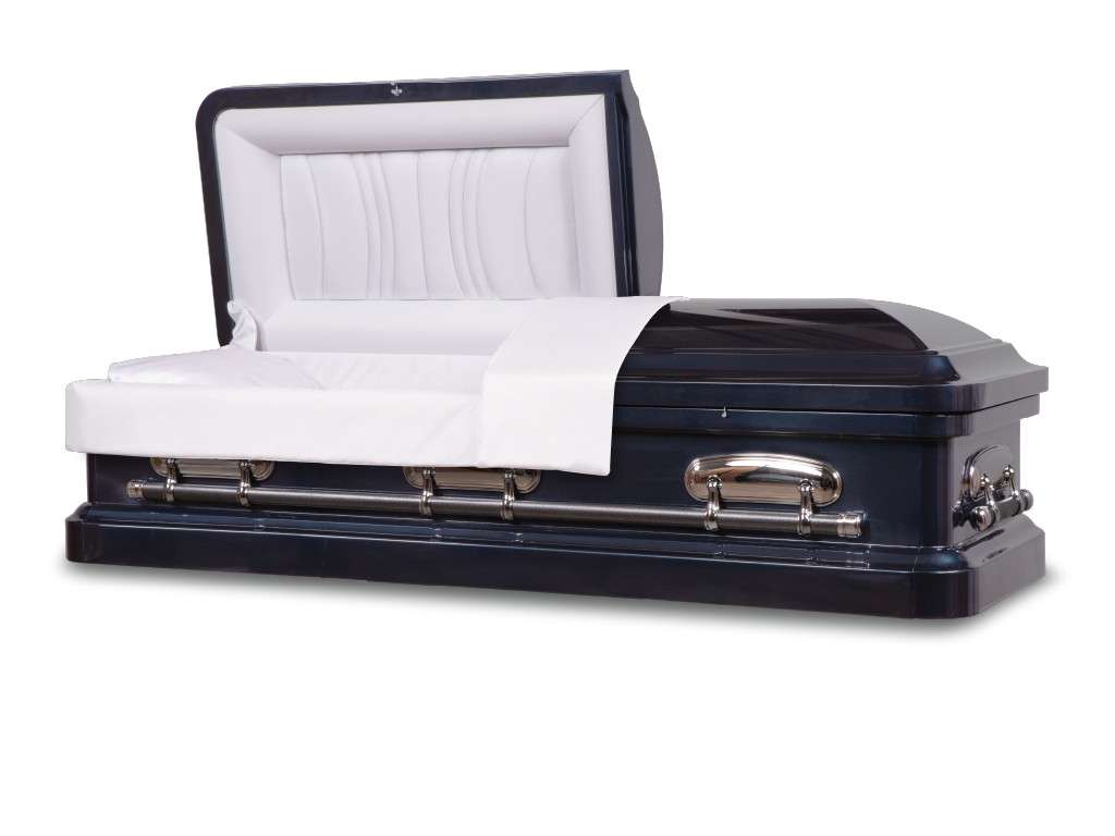 Midnight Blue - Cadence™ Round End Metal Rental Casket Head End Open
