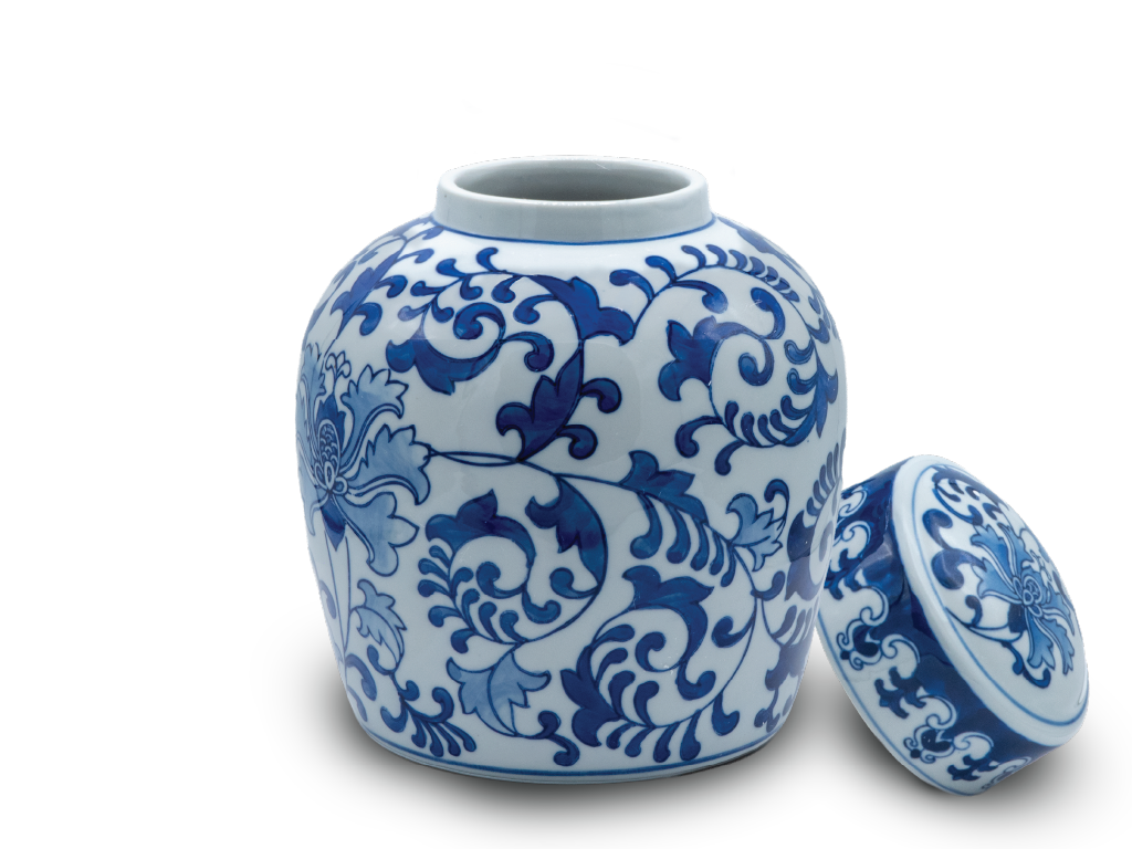 Ceramic Flower Urn with Lid Off