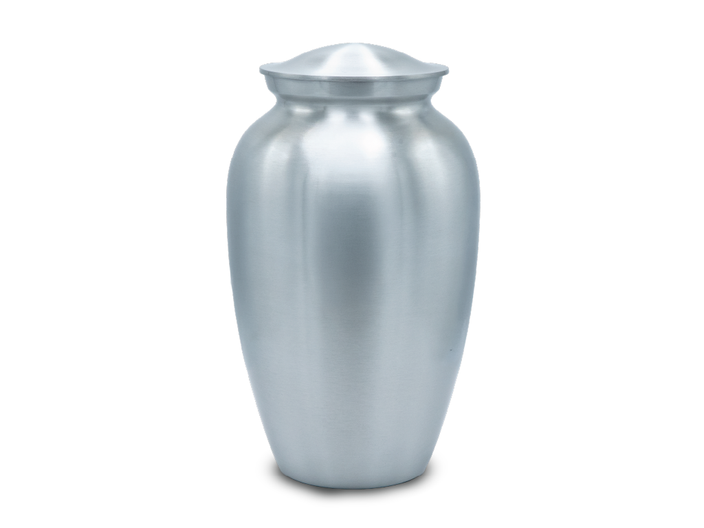 Silver urn on a white background