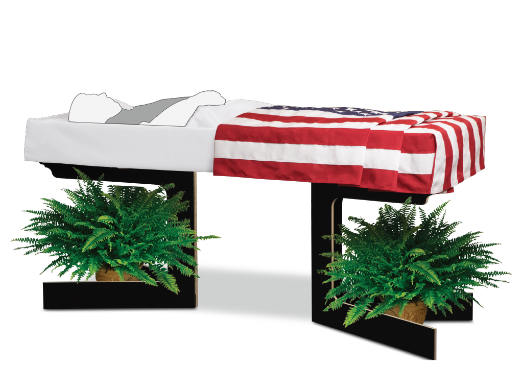 Coverlet on a Stand With the a Flag Cover