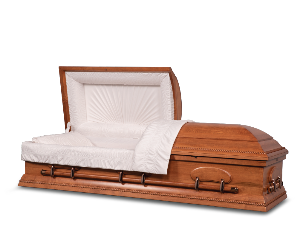 Liam Hardwood Burial Casket with Head End Open