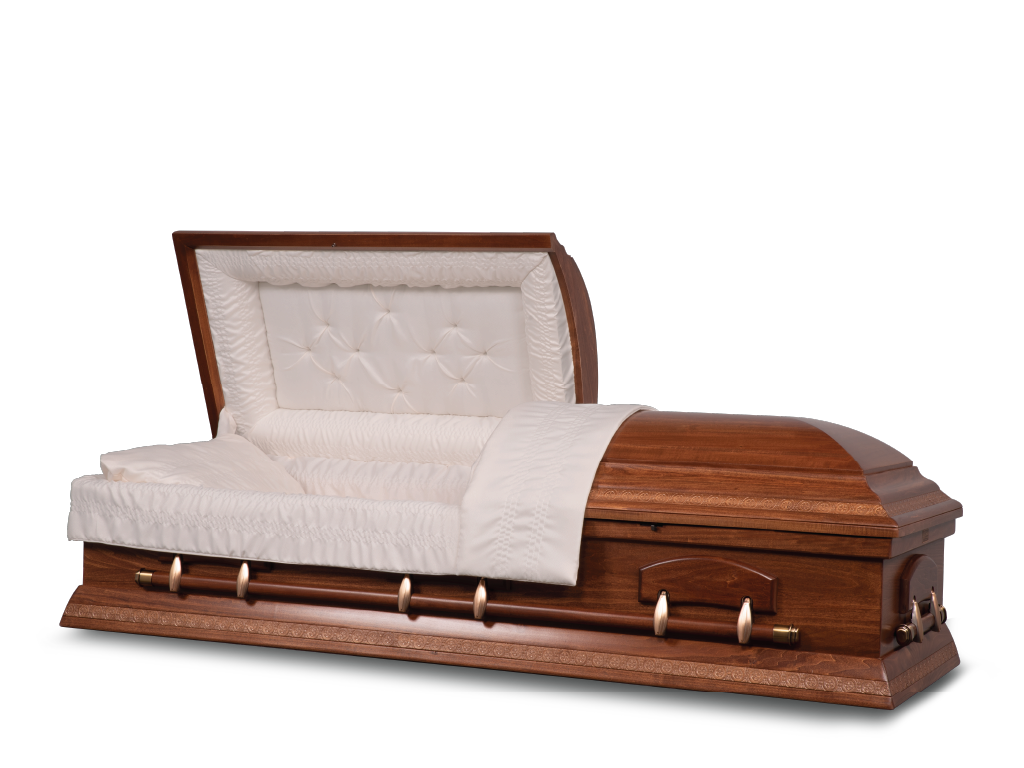 Meadowbrook Hardwood Burial Casket with Head End Open