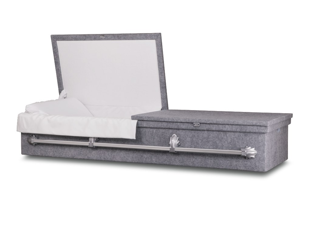 Minor™ Cloth Covered Casket Head End Open