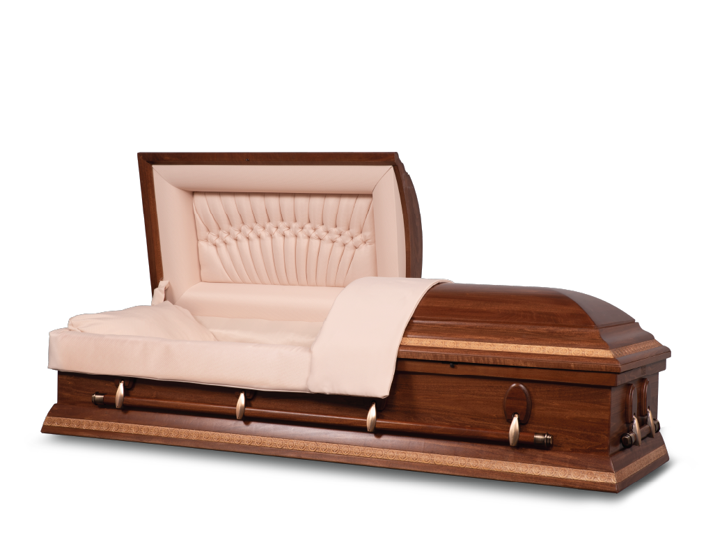Nakota Hardwood Burial Casket with Head End Open