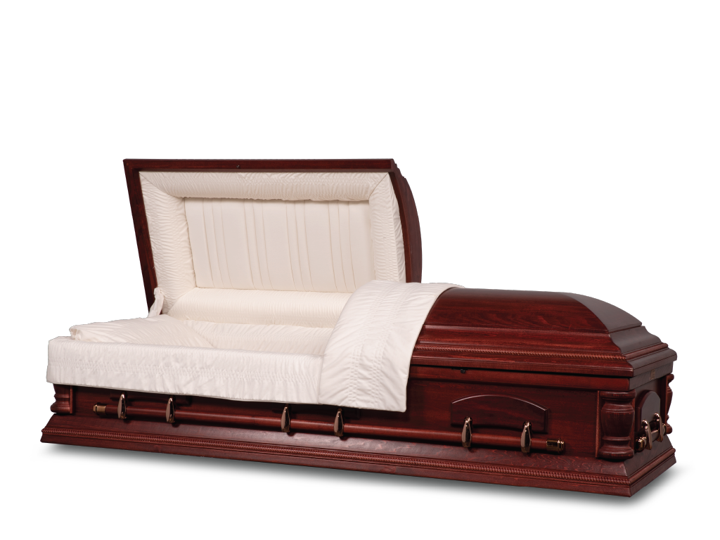 Norfolk Hardwood Burial Casket with Head End Open