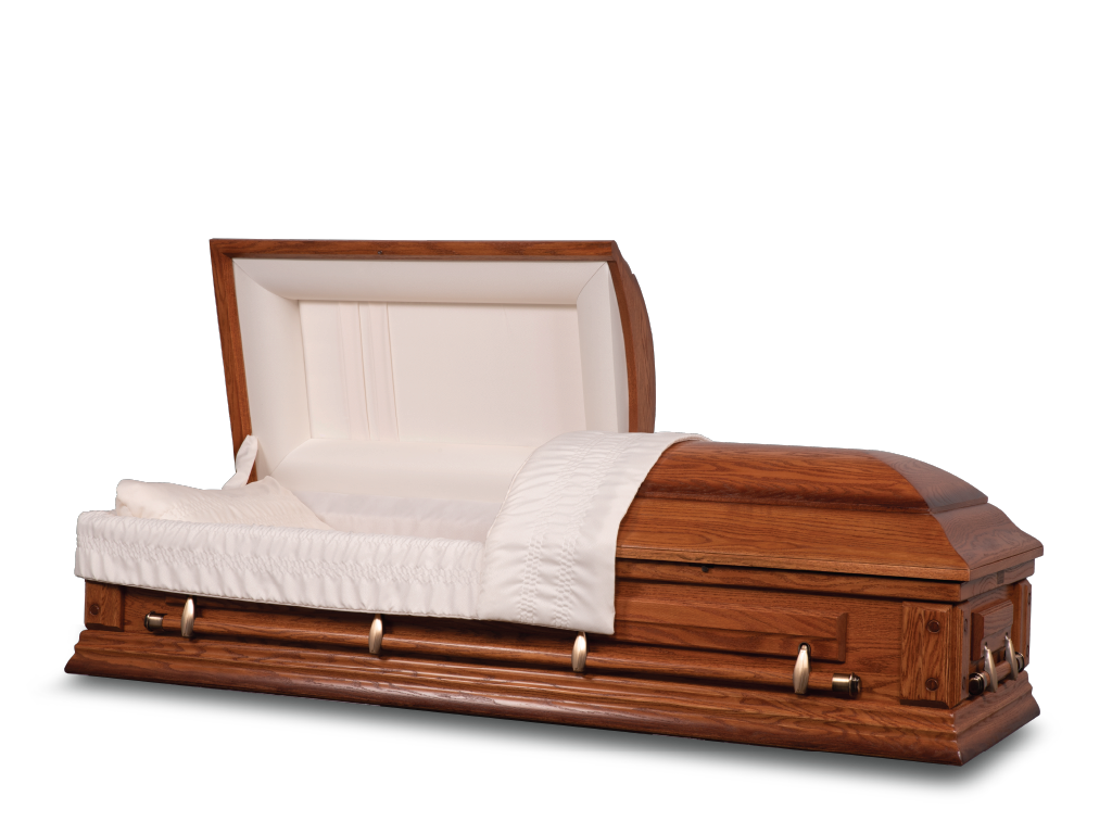 Stanford Hardwood Burial Casket with Head End Open