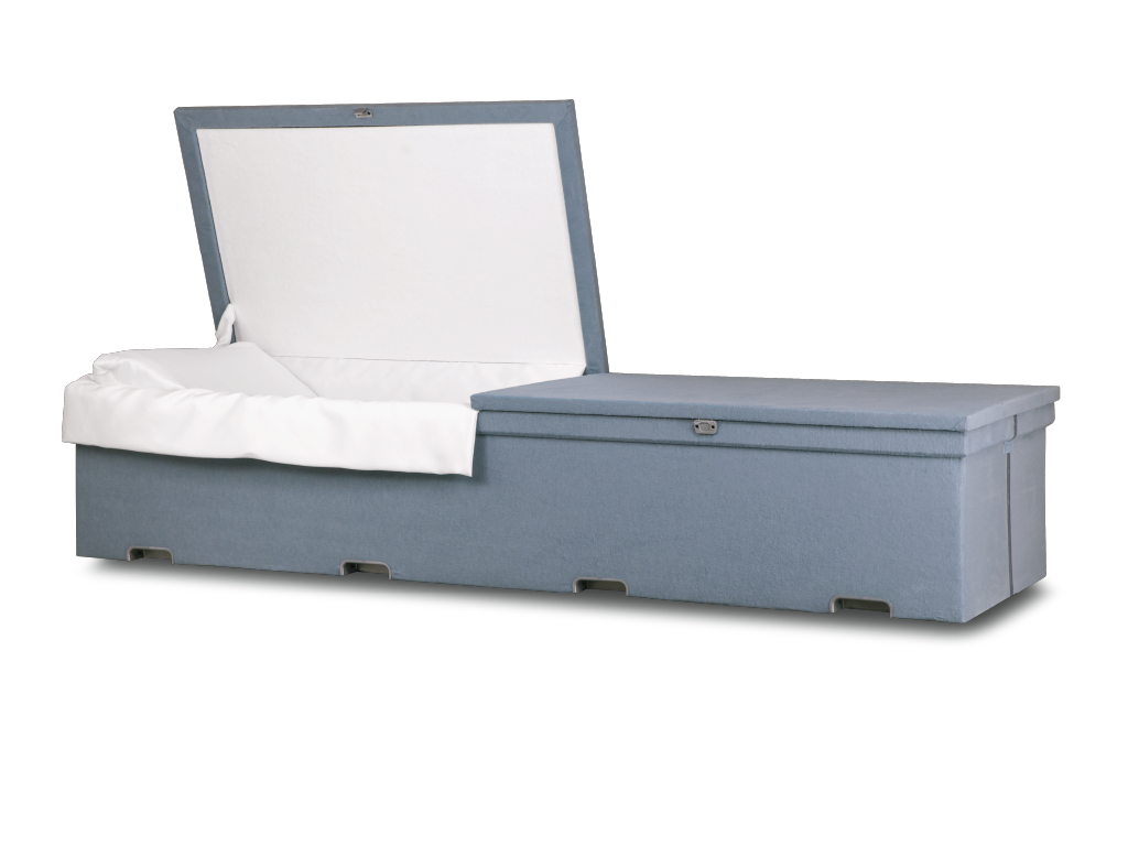 Unity™ Cloth Covered Casket Blue Open
