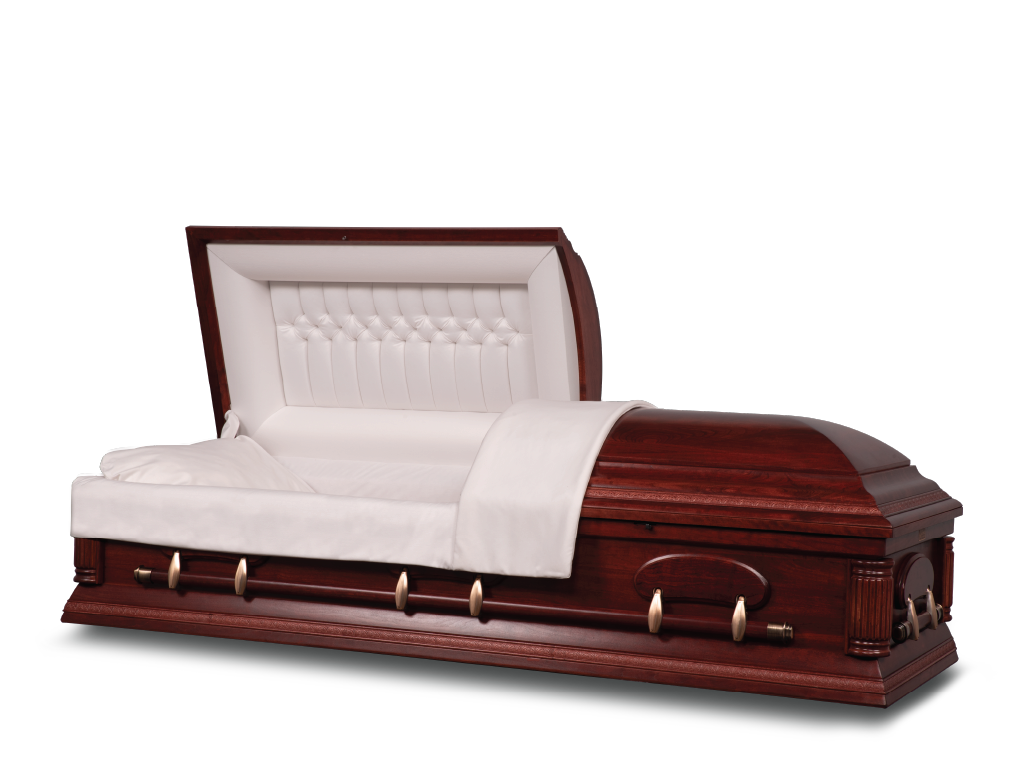 Williamsburg Hardwood Burial Casket with Head End Open