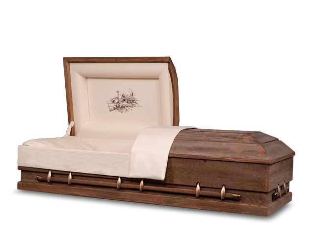 Barnwood Oversize Hardwood Burial Casket Open