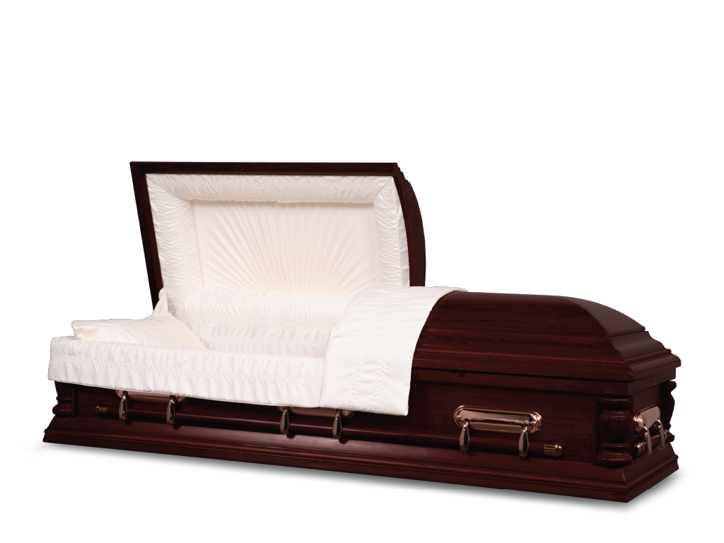 Boston Hardwood Burial Casket with Head End Open