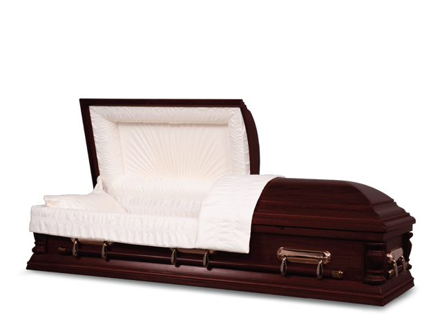 Boston Hardwood Burial Casket with Head End Open