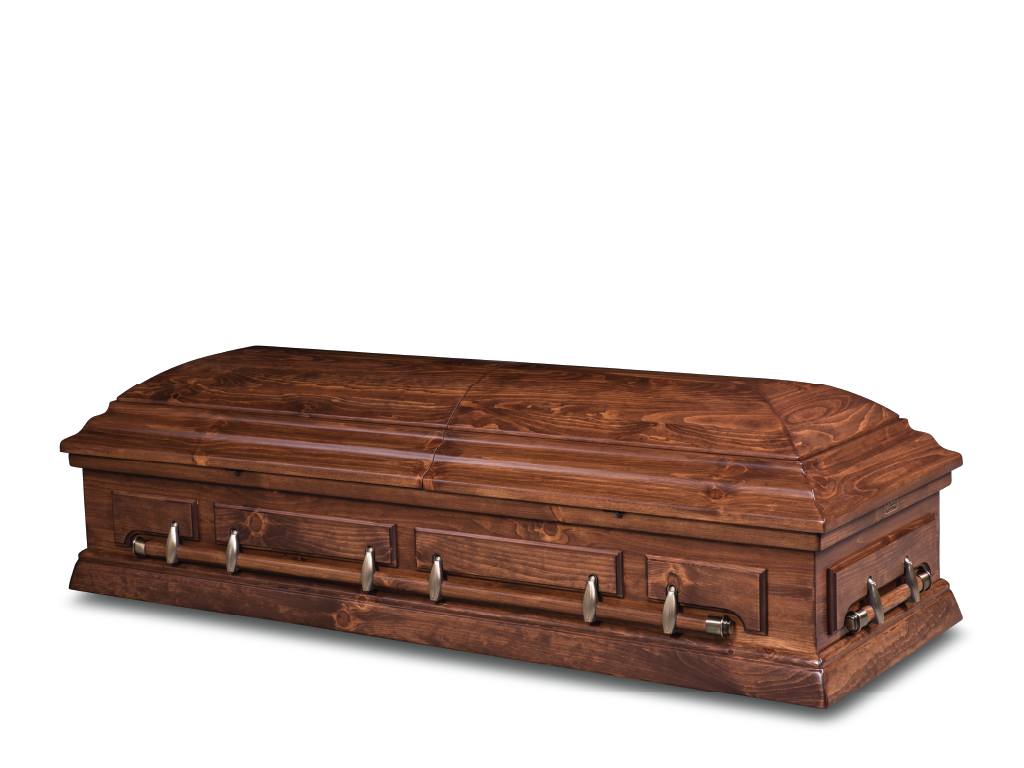 Bradford Pine Hardwood Burial Casket with Head End Closed