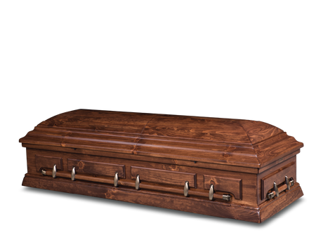 Bradford Pine Hardwood Burial Casket with Head End Closed