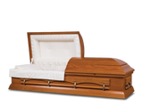 Brethren Hardwood Burial Casket with Head End Open