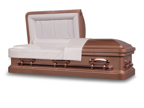 Coppertone - Cadence™ Round End Metal Rental Casket Head End Open