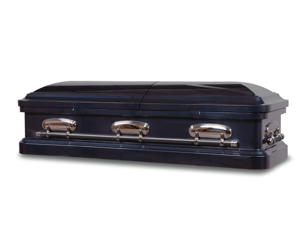 Midnight Blue - Cadence™ Round End Metal Rental Casket Closed