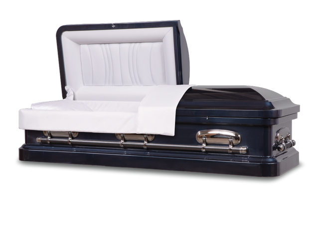 Midnight Blue - Cadence™ Round End Metal Rental Casket Head End Open