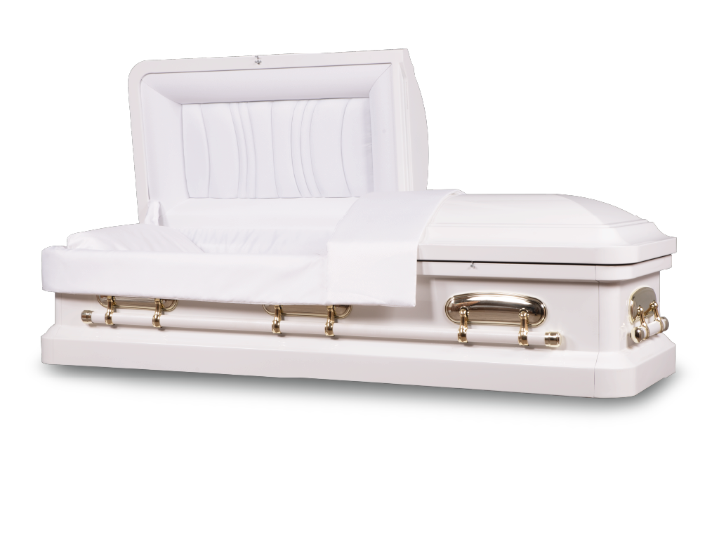 Pearl White - Cadence™ Round End Metal Rental Casket Head End Open