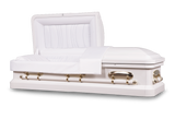 Pearl White - Cadence™ Round End Metal Rental Casket Head End Open
