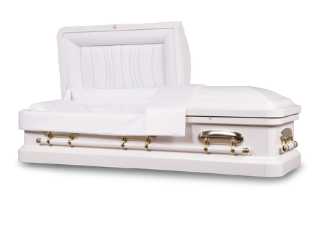 Pearl White - Cadence™ Round End Metal Rental Casket Head End Open