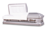 Silver - Cadence™ Round End Metal Rental Casket Head End Open