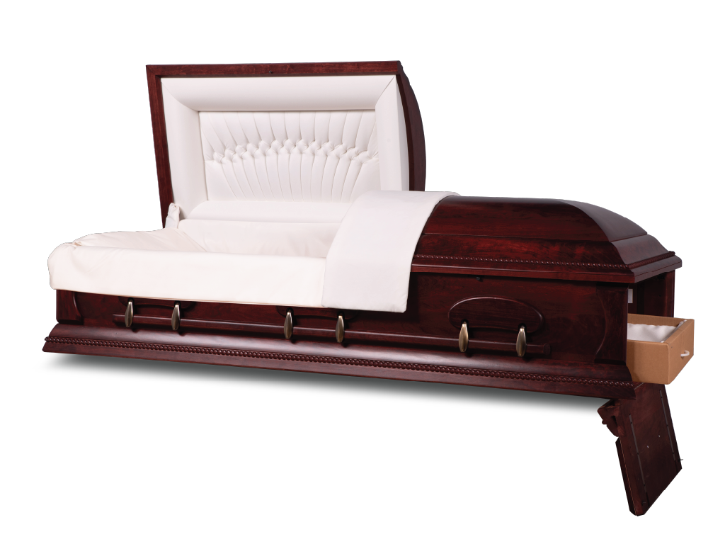 Cappella™ Cherry Ceremonial Rental Casket Head and Foot End Open