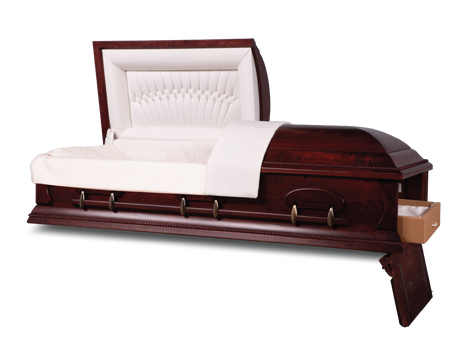 Cappella™ Cherry Ceremonial Rental Casket Head and Foot End Open