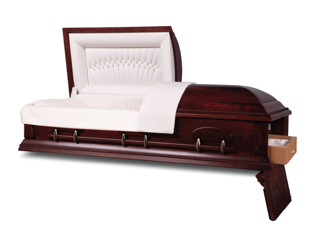 Cappella™ Cherry Ceremonial Rental Casket Head and Foot End Open