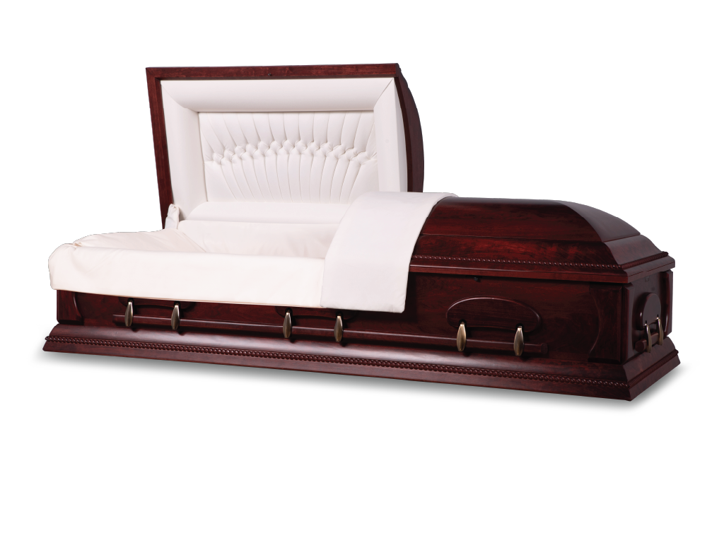 Cappella™ Cherry Ceremonial Rental Casket Head End Open