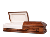Carson Canyon Brown Hardwood Burial Casket with Head End Open