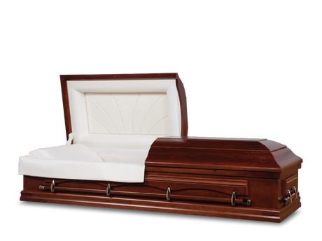 Carson Cherry Hardwood Burial Casket with Head End Open