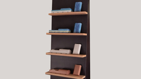 Funeral Showroom shelves with mini Vista cremation containers on display