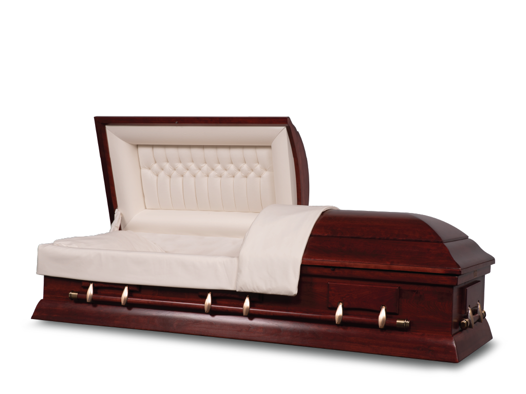 Colonial Cherry Burial Casket with Head End Open