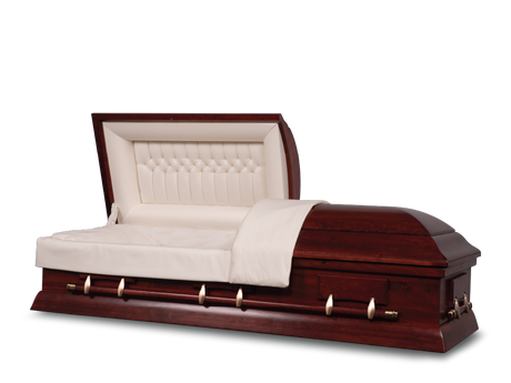 Colonial Cherry Burial Casket with Head End Open