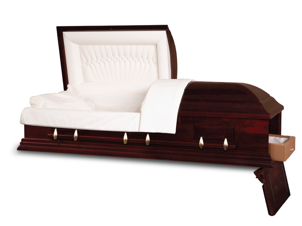 Concerto™ Cherry Ceremonial Casket Head and Foot End Open