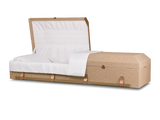 Emerson™ Cloth Covered Casket Embossed Suntan Open