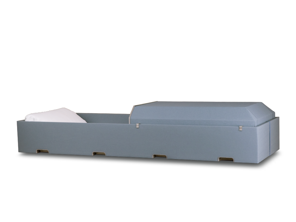 Blue Harmony Deluxe™ Cremation Container With Head End Open