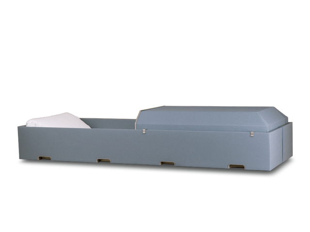 Blue Harmony Deluxe™ Cremation Container With Head End Open