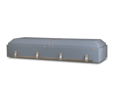 Harmony Deluxe™ Cremation Container Blue Cloth Head End Closed