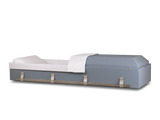 Harmony Deluxe™ Cremation Container Blue Cloth Head End Open