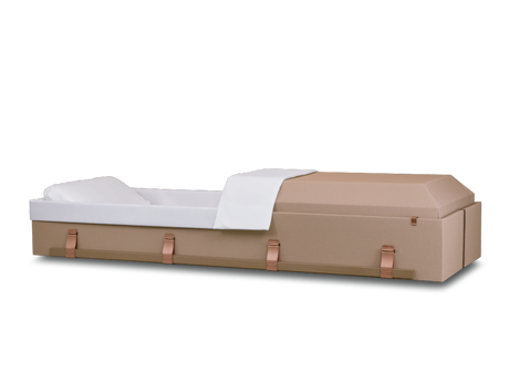 Tan Harmony Deluxe™ Cremation Container With Head End Open