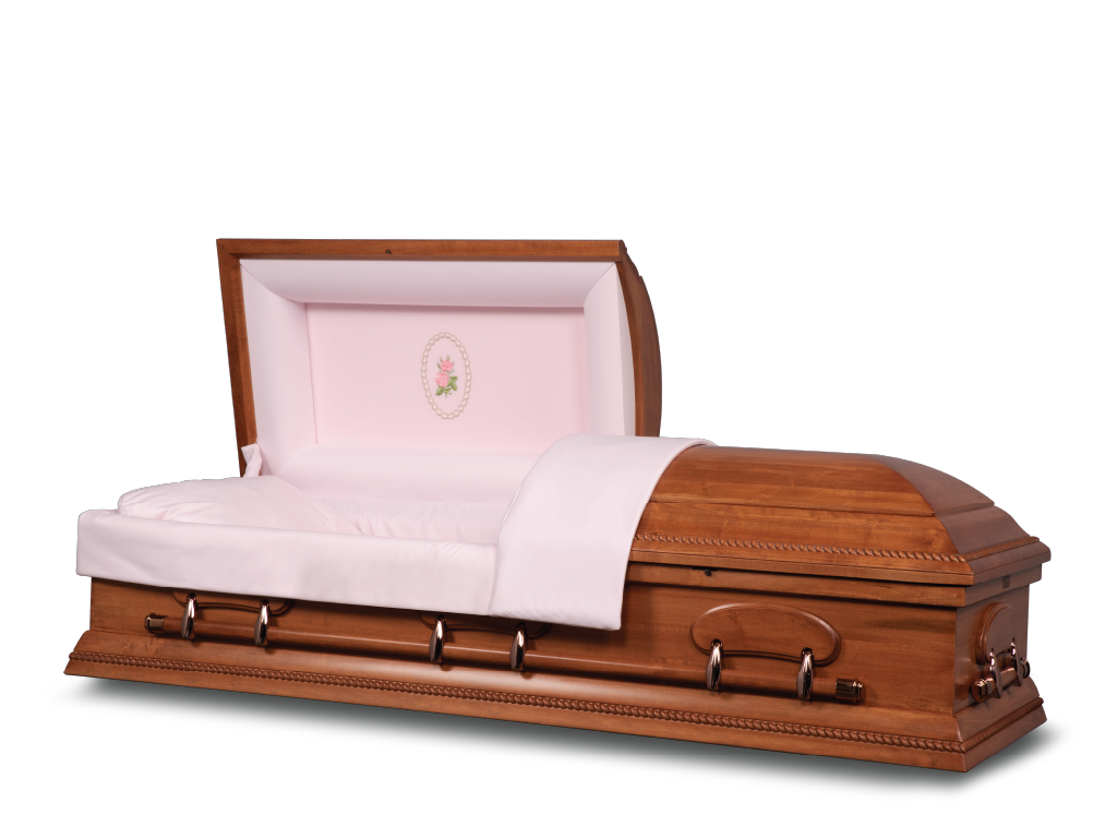 Laurel Hardwood Burial Casket with Head End Open