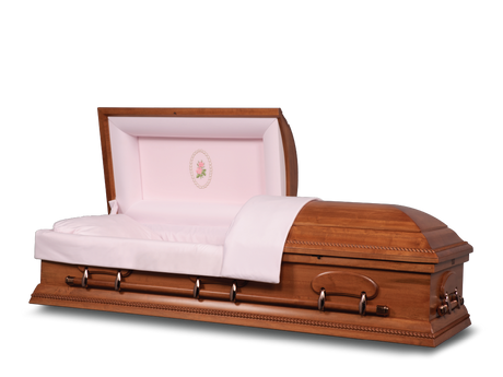 Laurel Hardwood Burial Casket with Head End Open