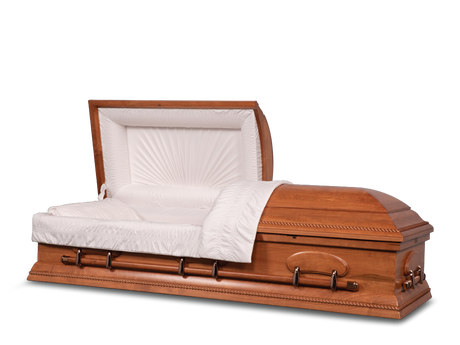 Liam Hardwood Burial Casket with Head End Open
