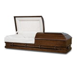 Meadow Walnut Hardwood Burial Casket with Head End Open