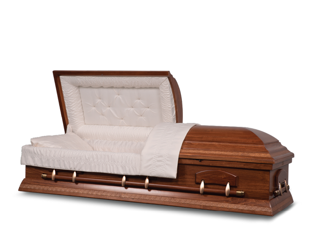 Meadowbrook Hardwood Burial Casket with Head End Open
